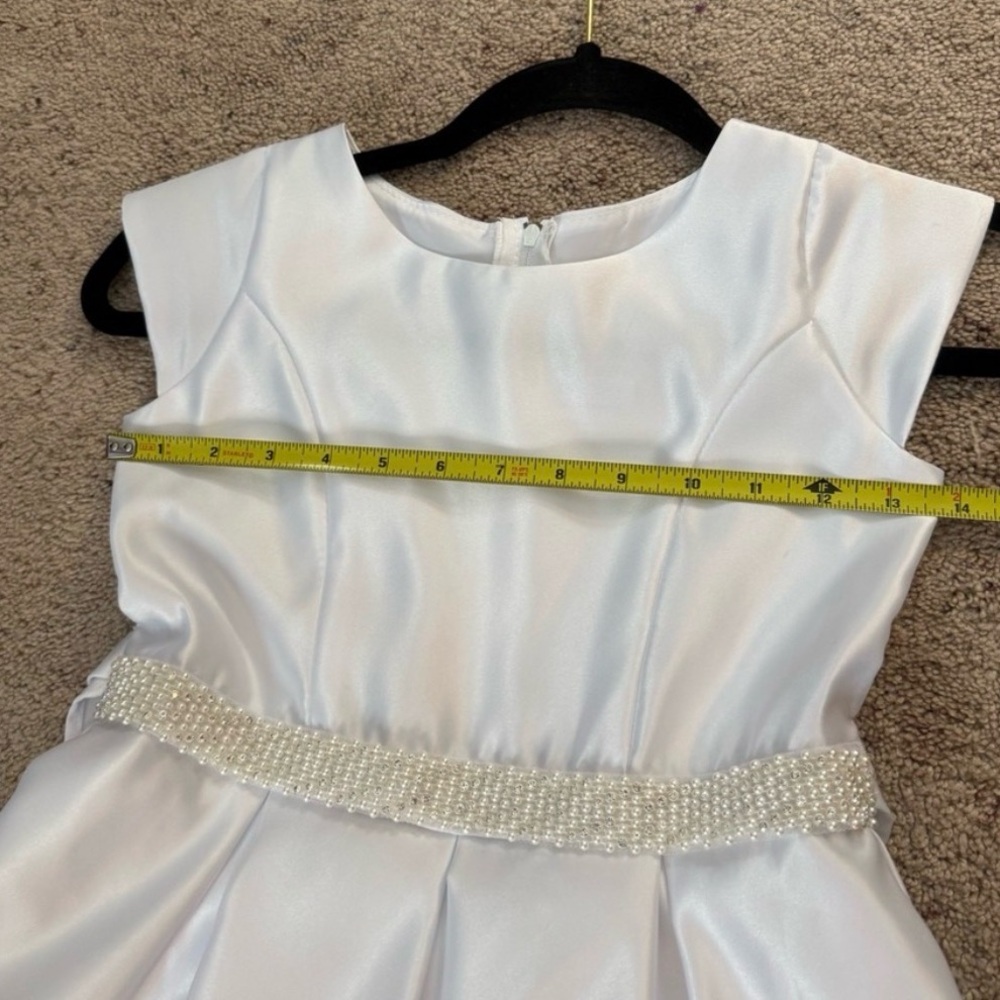 First communion dress . Elegant White Kids Dress with Pearl Detail